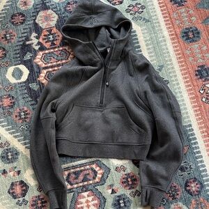lululemon athletica Charcoal Cropped scuba 1/2 zip with hood xs/s